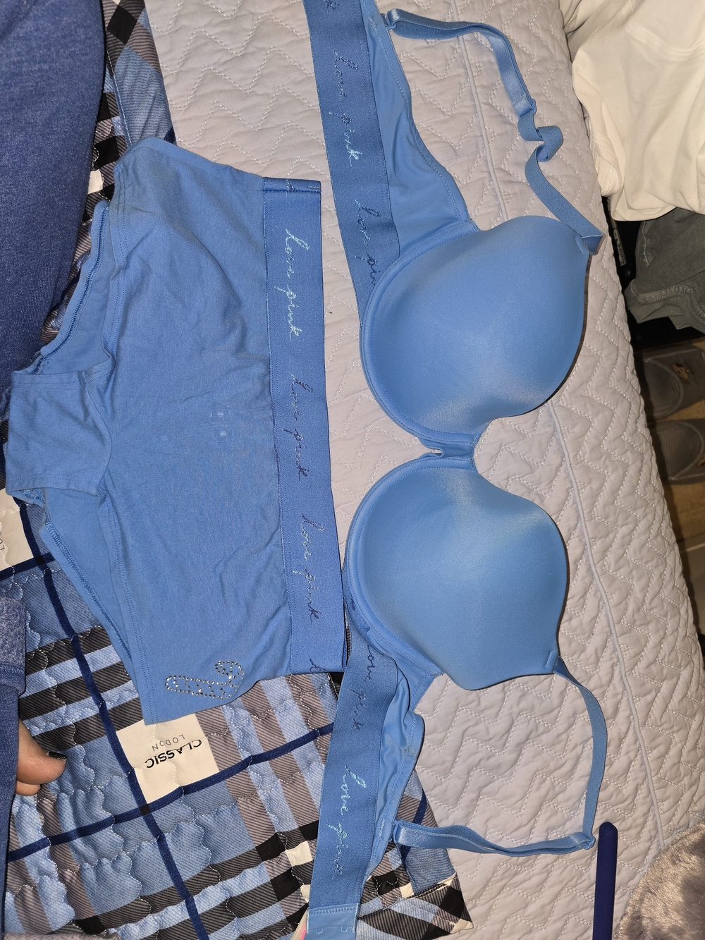 PINK Victoria's Secret Light Blue T-Shirt Bra and Hipster Set
